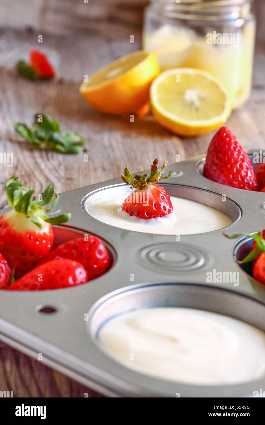 Fresh Strawberry Mousse Dip Stock Photo Alamy