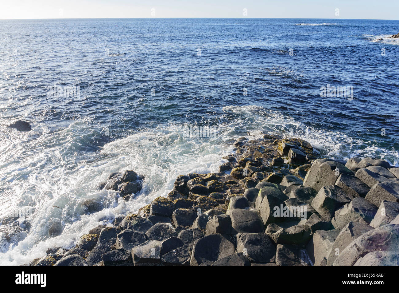 The famous ancient volcanic eruption - Giant's Causeway of County Antrim, Northern Ireland Stock Photo