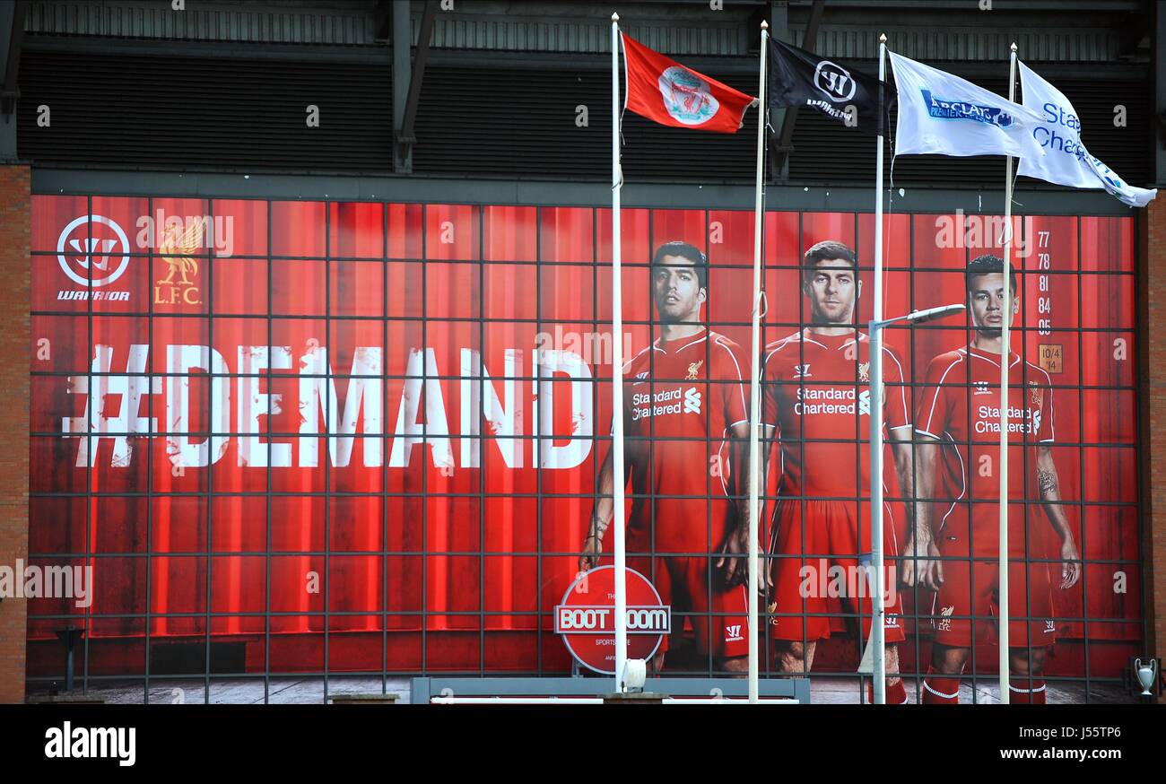 Luis Suarez Steven Gerrard Philippe Coutinho Poster On Anfield Stock Photo Alamy
