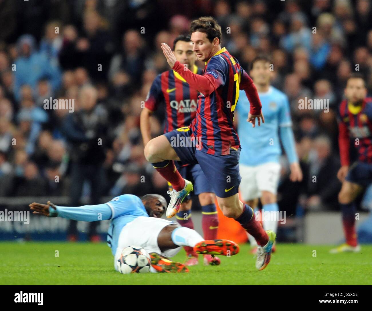 Lionel Messi Yaya Toure Manchester City V Barcelona Fc Etihad Stock Photo Alamy
