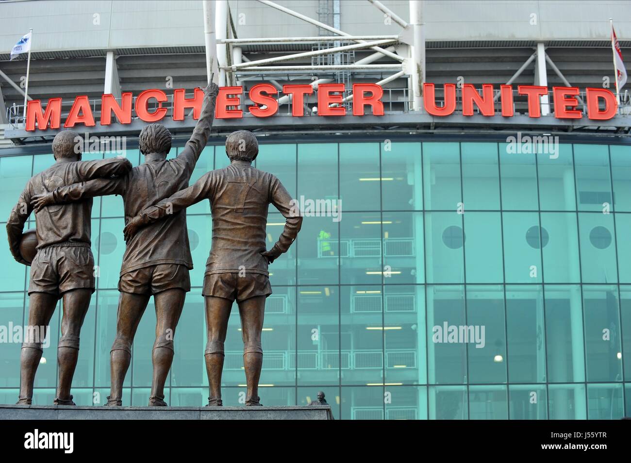 STATUES OUTSIDE OLD TRAFFORD MANCHESTER UNITED FC V ASTON V OLD