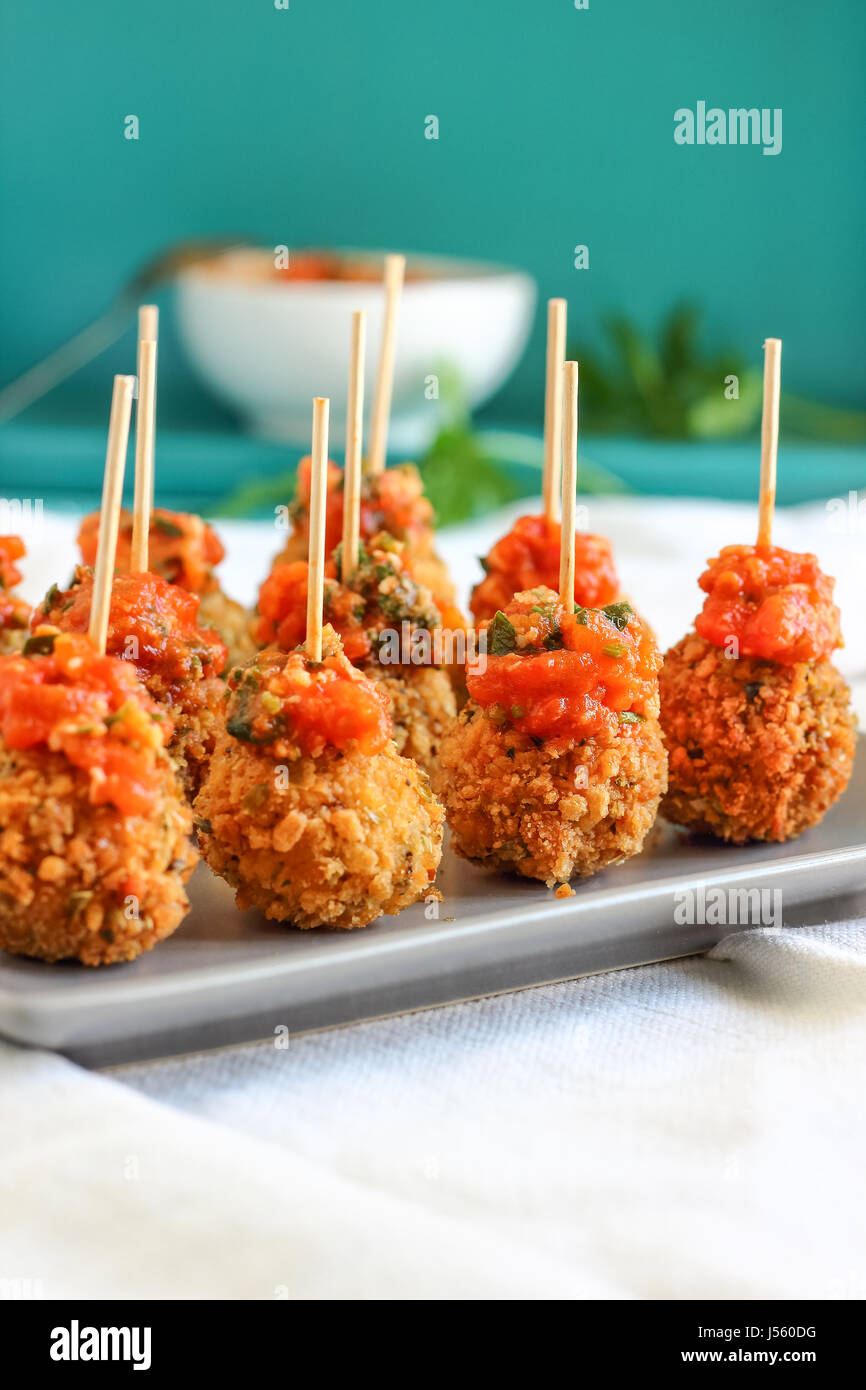 Breaded Mozzarella Cheese Balls Party Appetizers Stock Photo Alamy