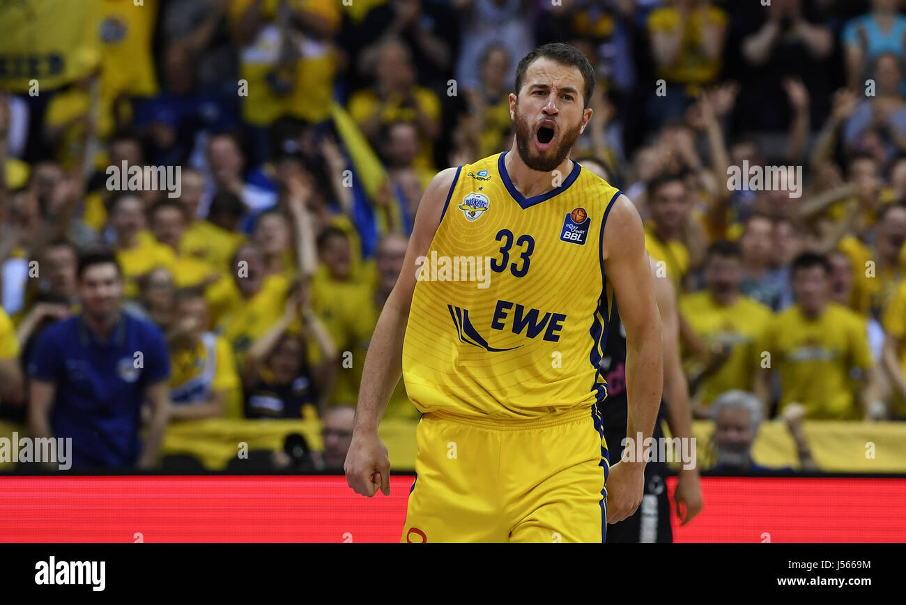 Oldenburg's Philipp Schwethelm celebrates after scoring during the