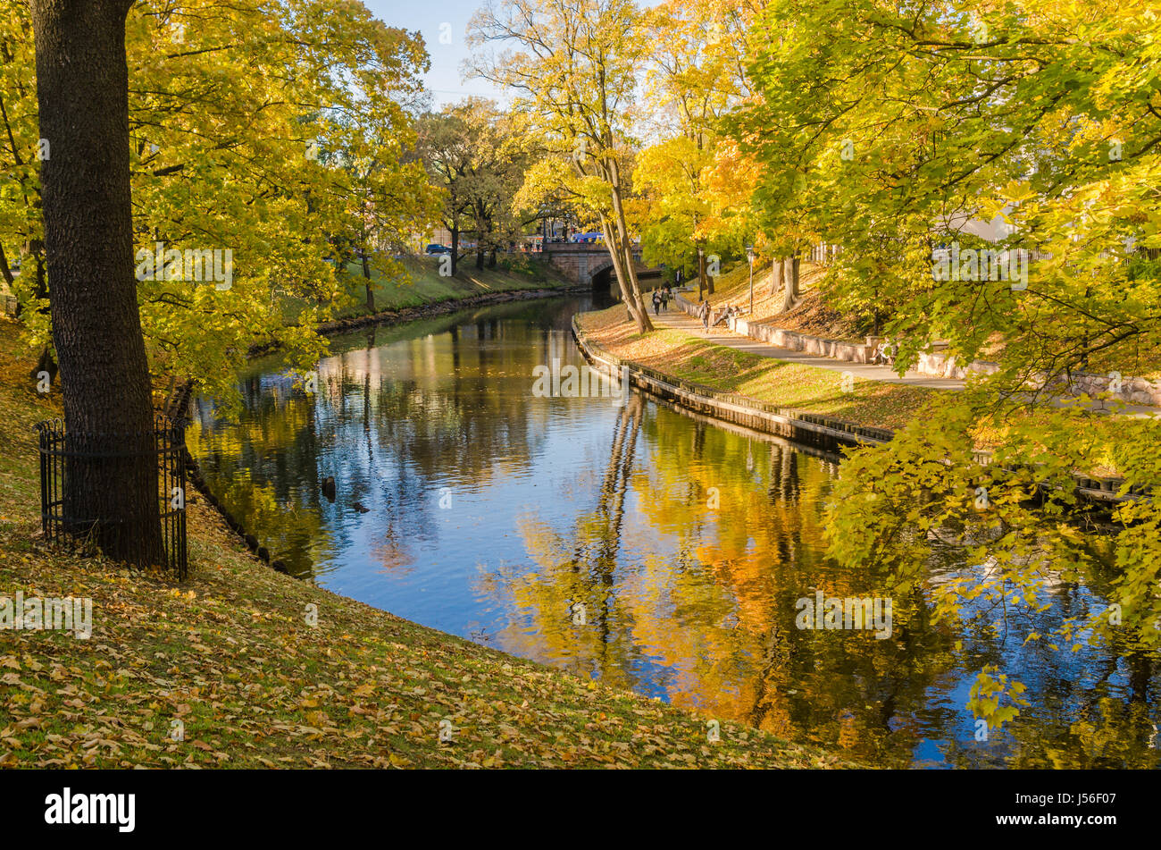 Run Riga Autumn Beautiful autumn park at the channel in Riga Stock Photo - Alamy