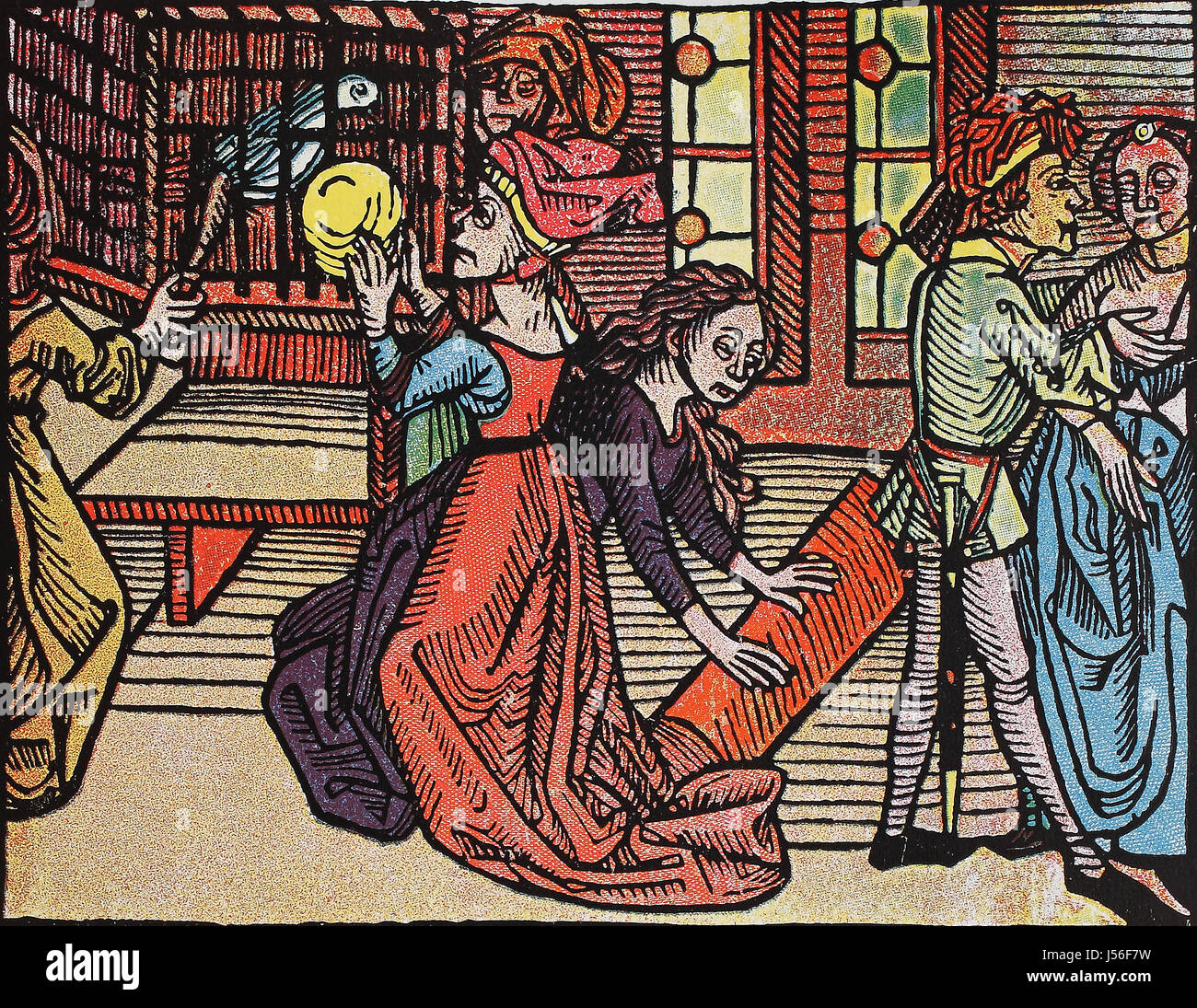 Das Buch der Weisheit, Illustration aus einem Schwankbuch des 16. Jahrhundert Stock Photo