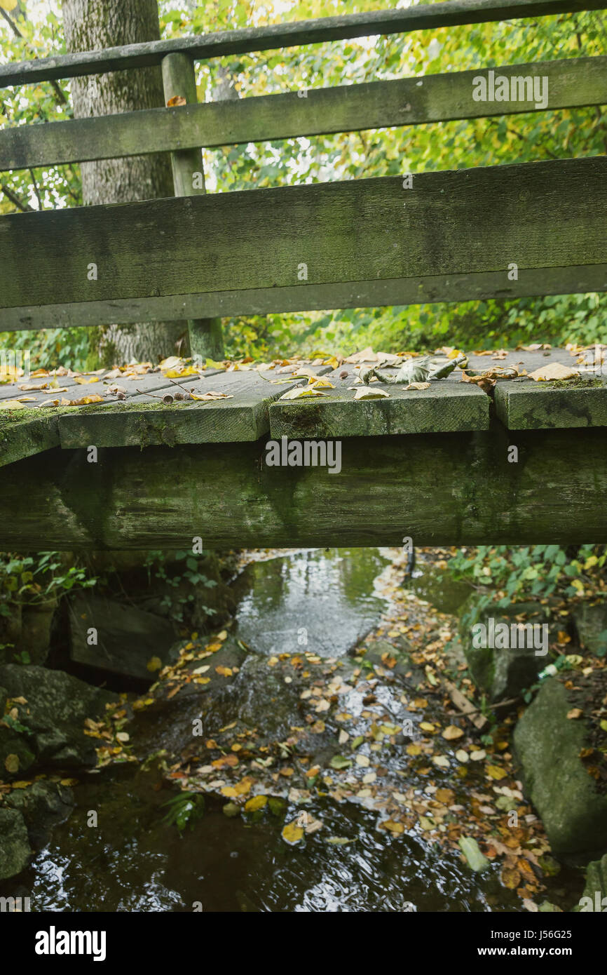 wooden bridge over the stream Stock Photo - Alamy