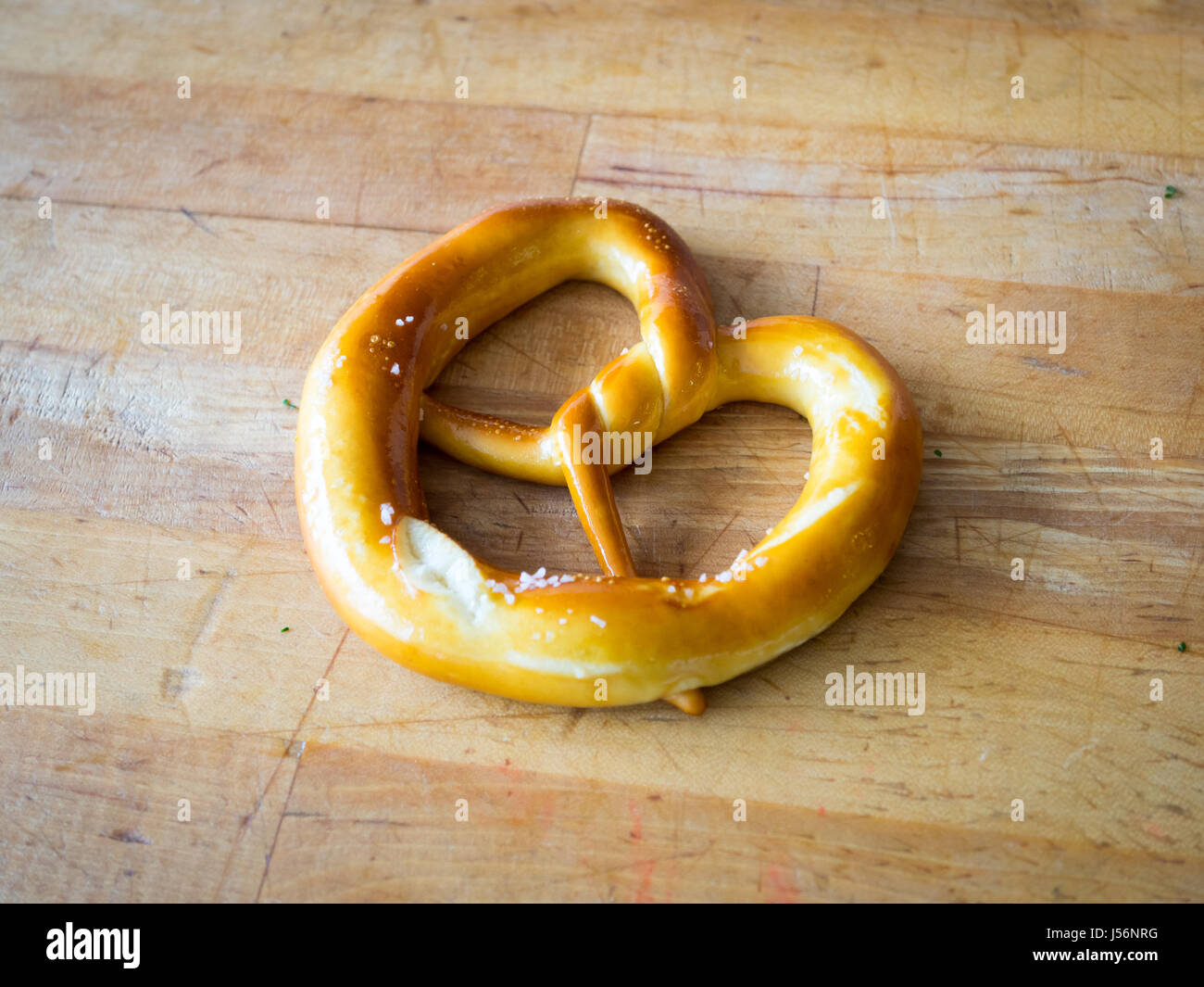A soft pretzel (butter-and-salt flavour) from Zwick's Pretzels in Edmonton, Alberta, Canada. Stock Photo