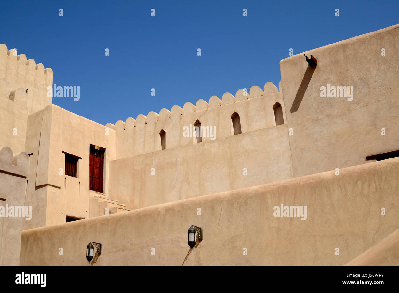 Detail of the walls inside Nizwa Fort, Nizwa, Sultanate of Oman Stock Photo