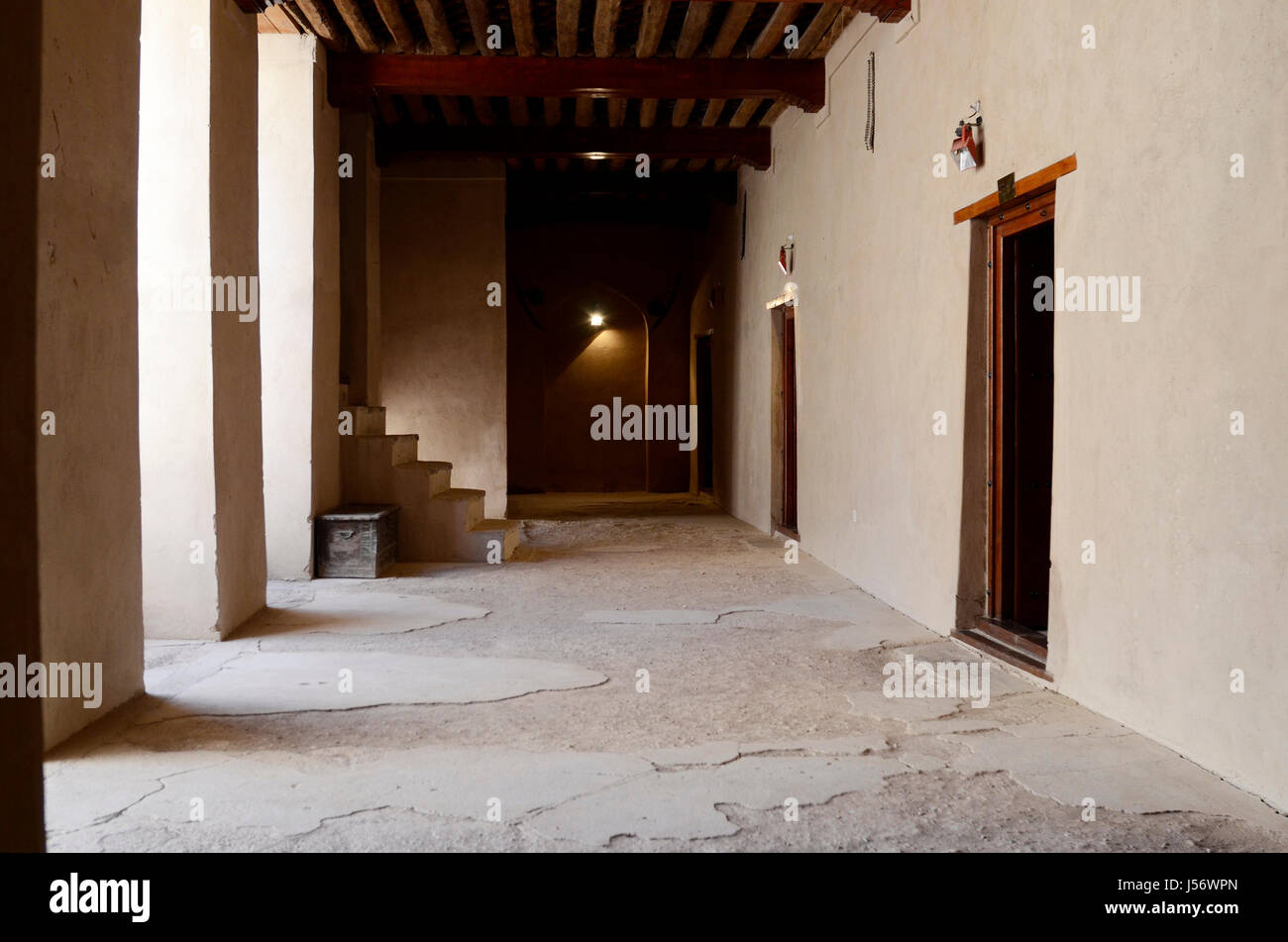 Hallway inside the Nizwa Fort, Nizwa, Sultanate of Oman Stock Photo