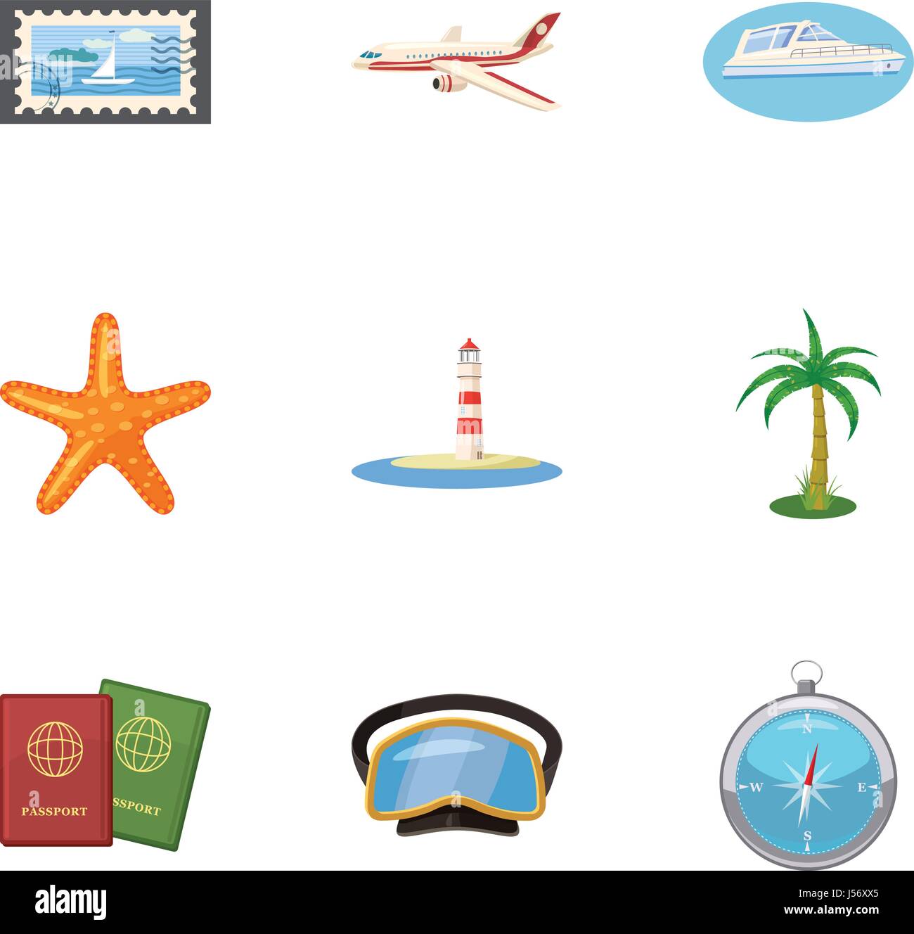 Trip to sea icons set, cartoon style Stock Vector Image & Art - Alamy