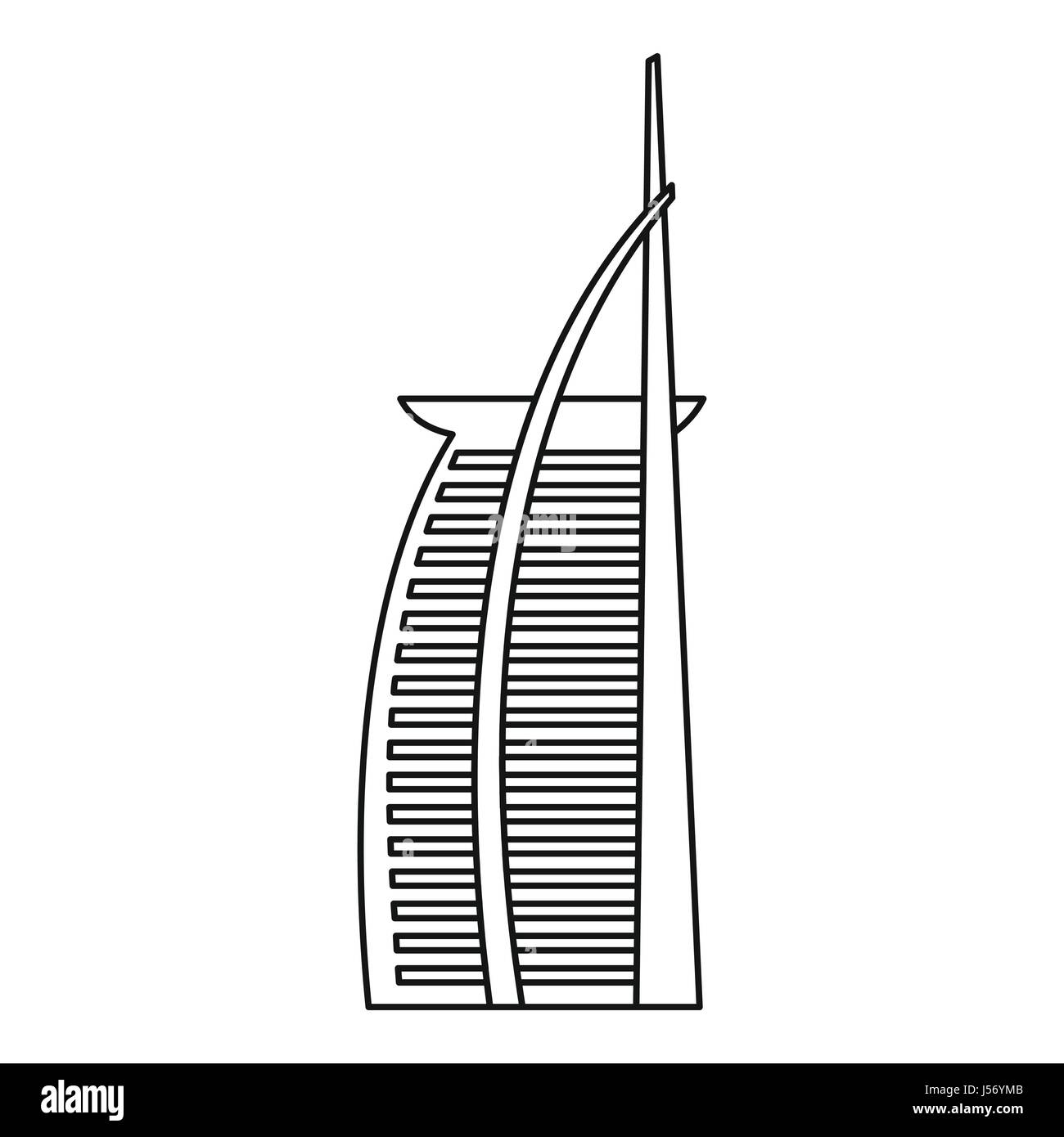 Hotel Burj Al Arab, United Arab Emirates icon Stock Vector