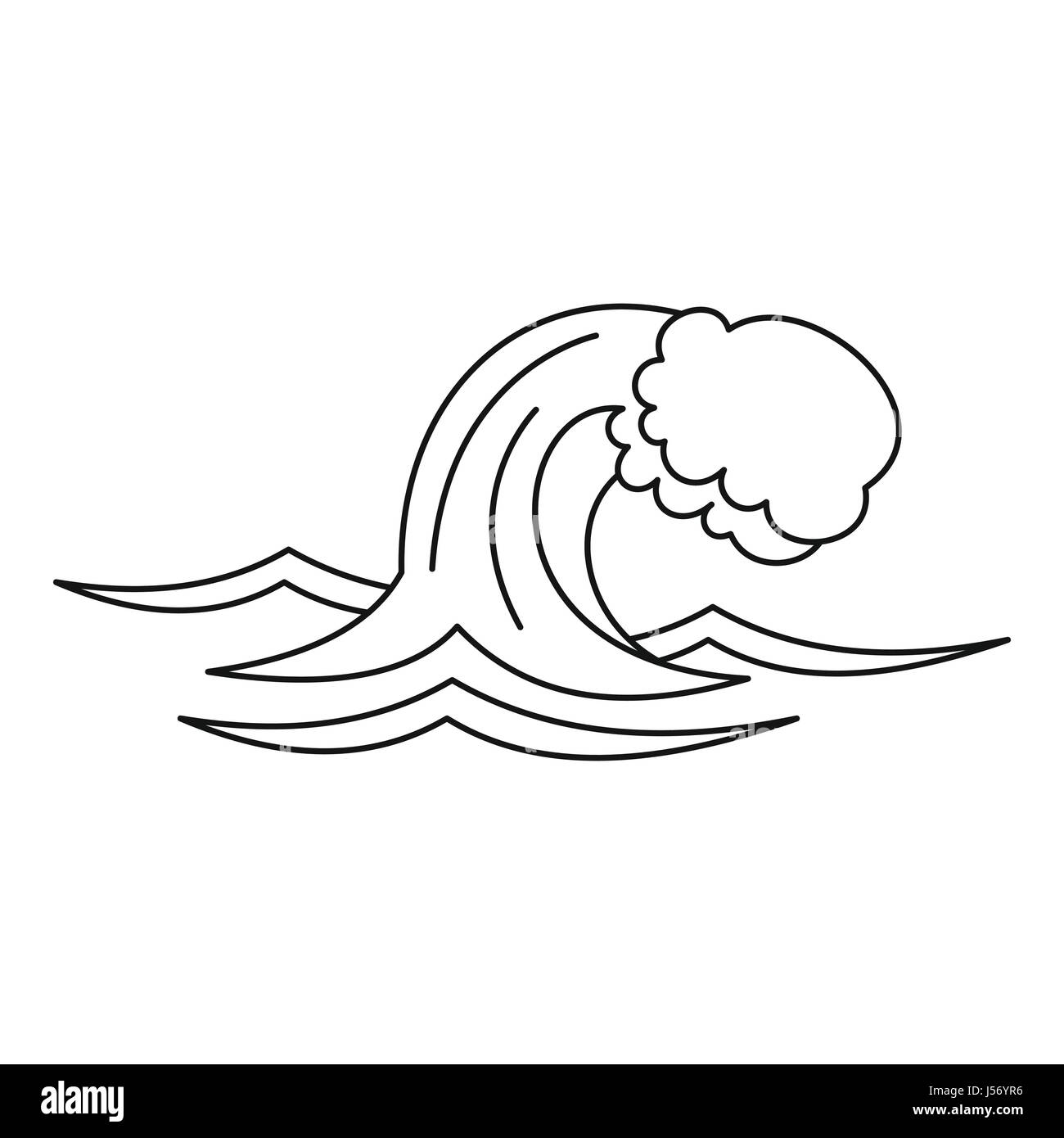 Ocean or sea wave icon, outline style Stock Vector Image & Art - Alamy