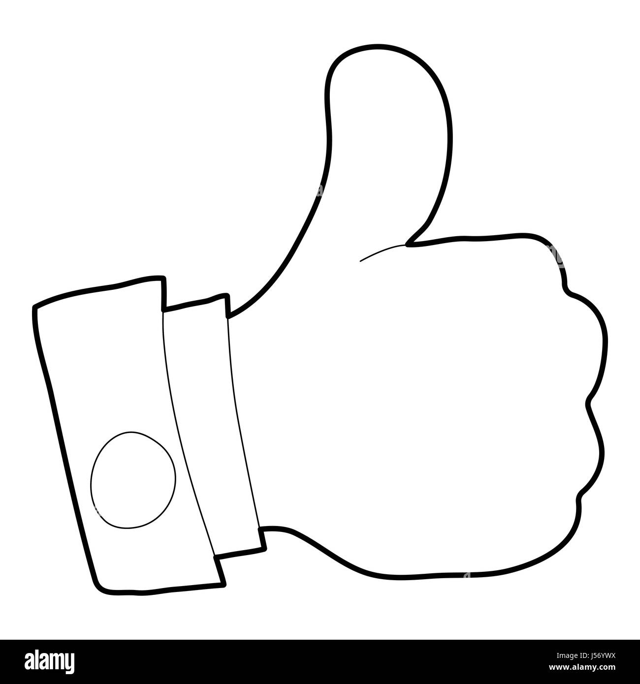Thumbs up icon, outline style Stock Vector Image & Art - Alamy