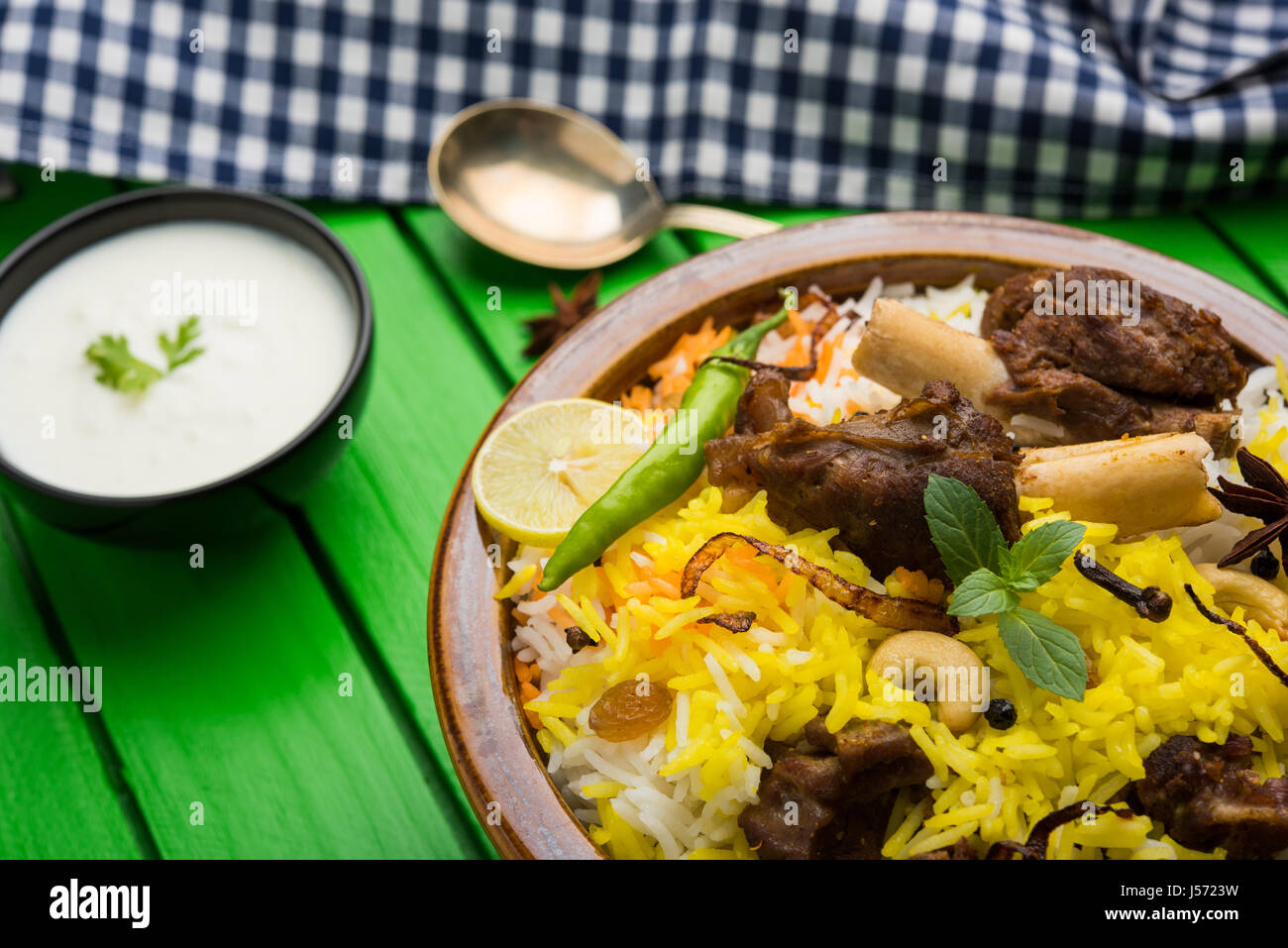 kashmiri Mutton Gosht Biryani / Lamb Biryani / Mutton Biryani served