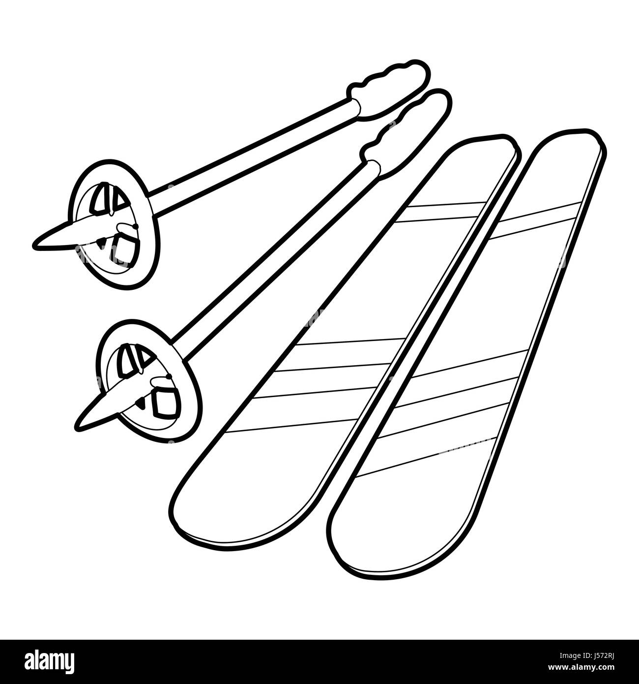 Skiing icon, outline style Stock Vector Image & Art - Alamy