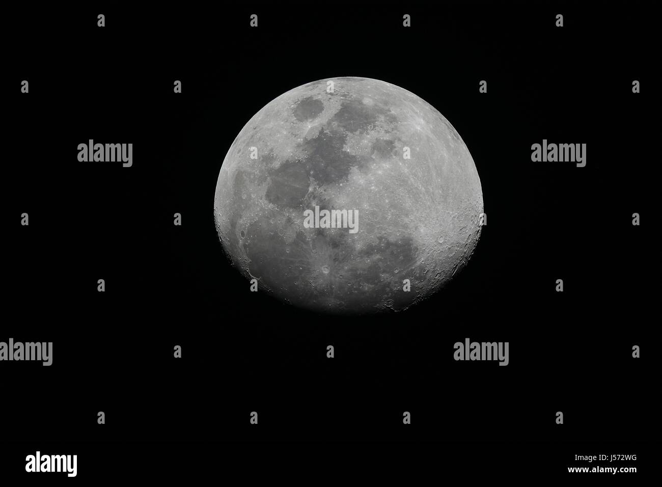 the moon Waxing gibbous 90% illuminated Stock Photo
