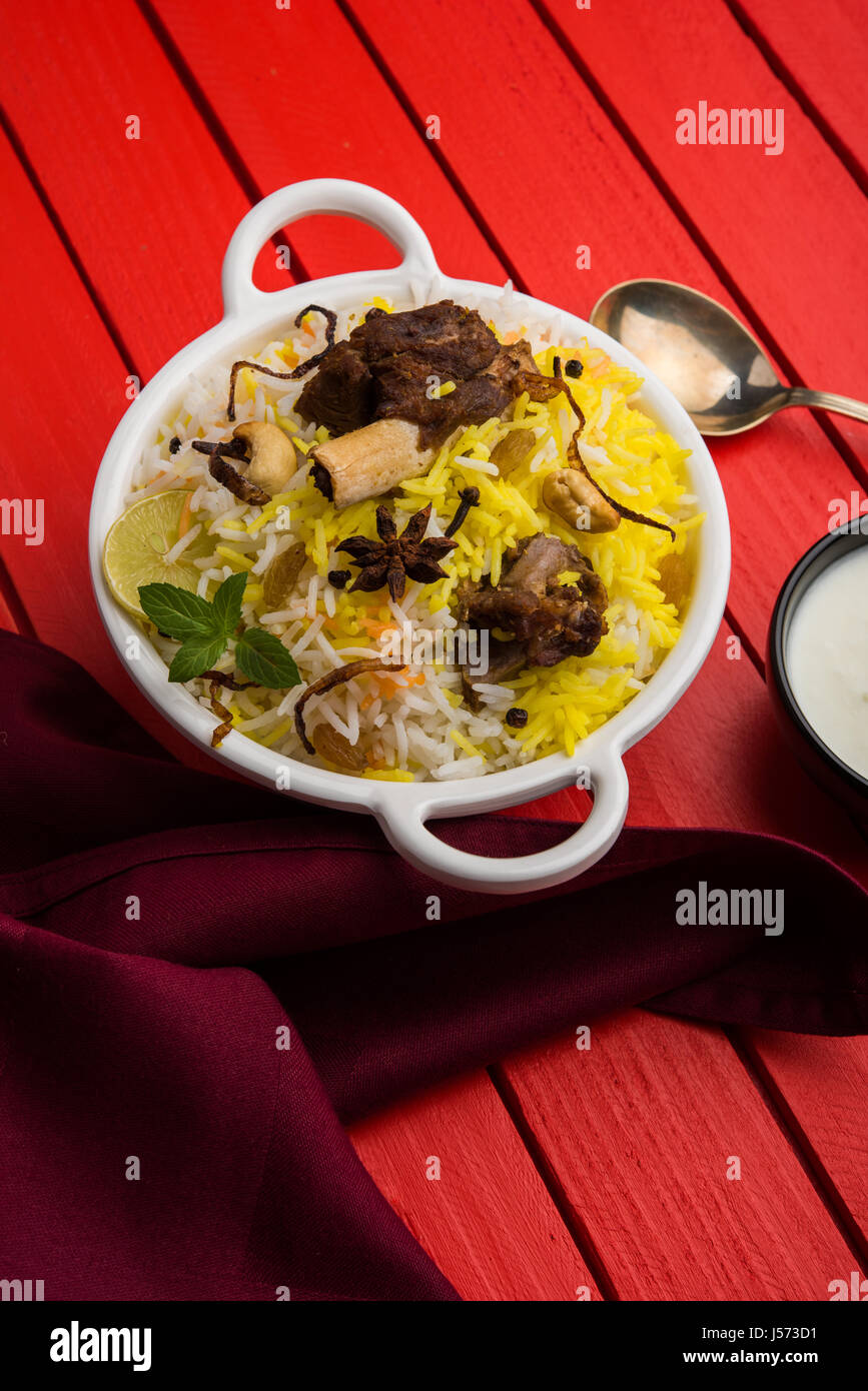 kashmiri Mutton Gosht Biryani / Lamb Biryani / Mutton Biryani served