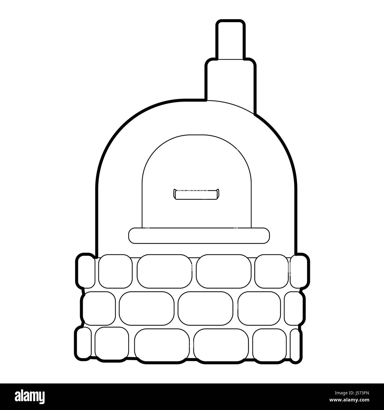 Oven icon, outline style Stock Vector