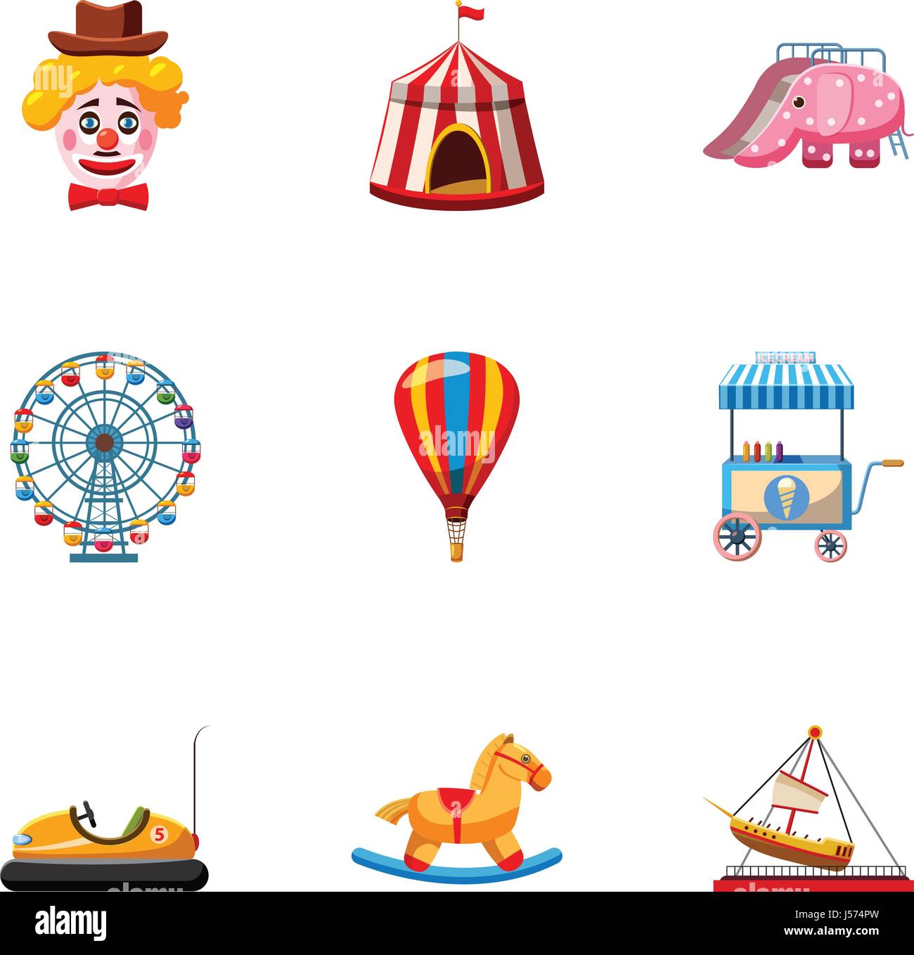 Rides icons set, cartoon style Stock Vector Image & Art - Alamy