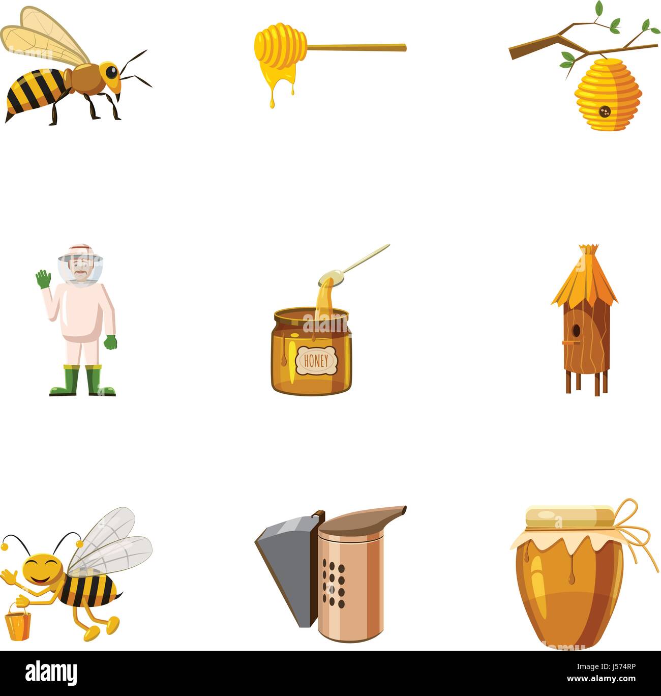 Beekeeping icons set, cartoon style Stock Vector Image & Art - Alamy