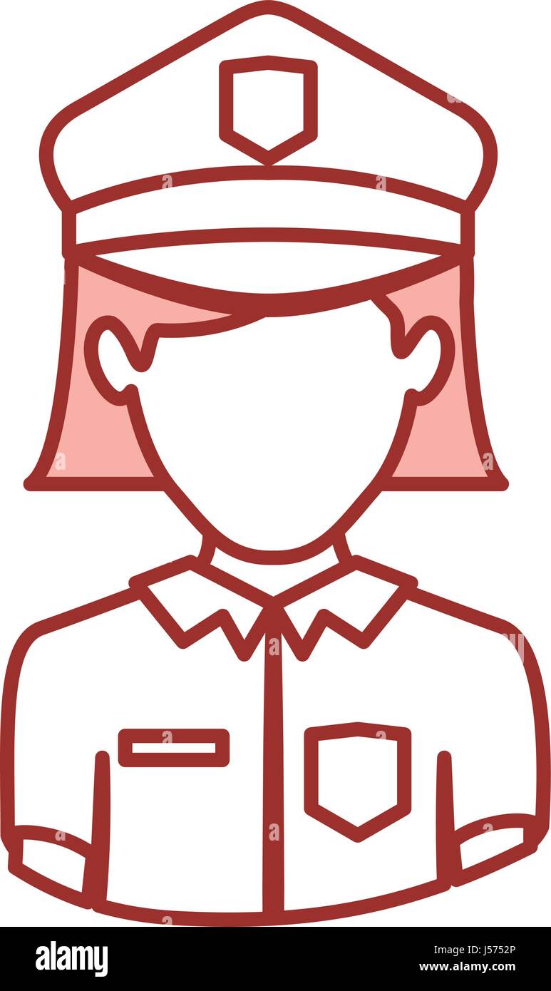 red contour of half body of faceless policewoman Stock Vector