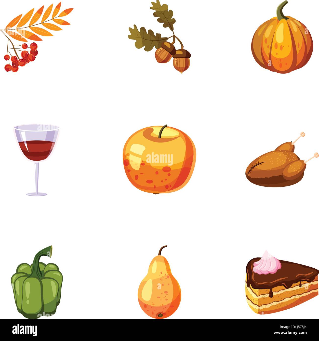 Thanksgiving day icons set, cartoon style Stock Vector Image & Art - Alamy