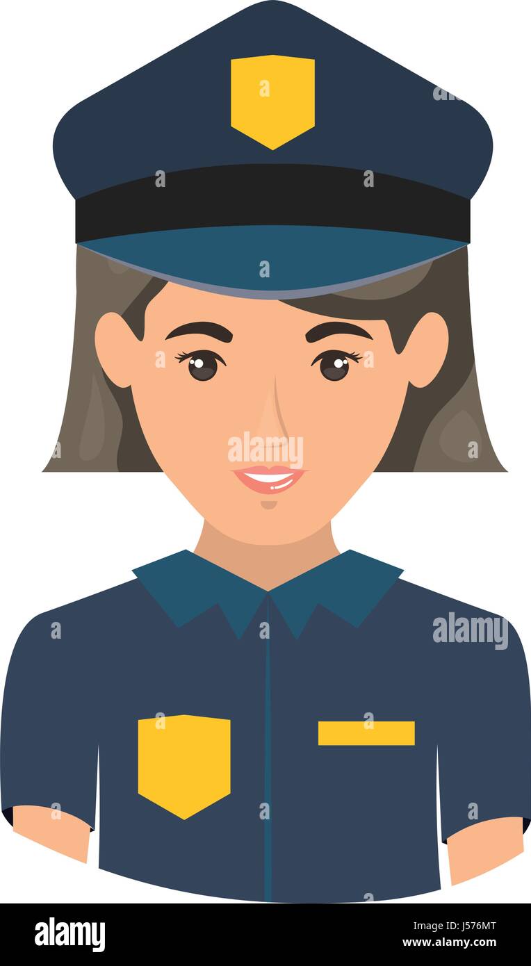 colorful portrait half body of policewoman Stock Vector