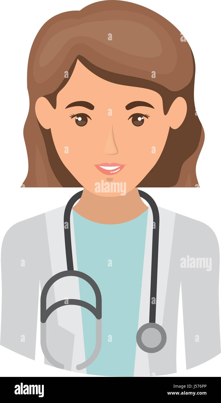 colorful portrait half body of female doctor Stock Vector