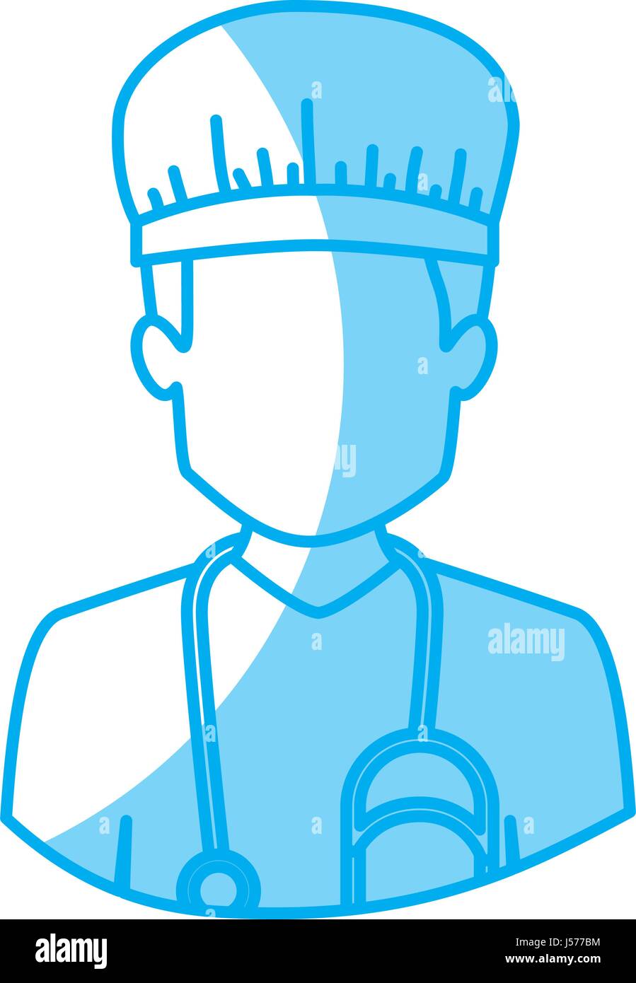blue silhouette with half body of faceless male nurse Stock Vector