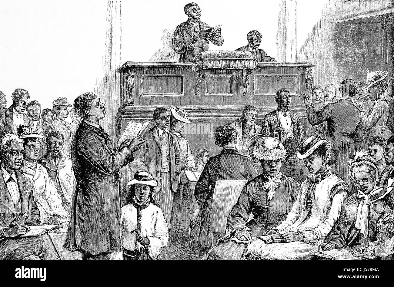 1879: A Black-American church in Baltimore, Maryland, United States of America. Stock Photo