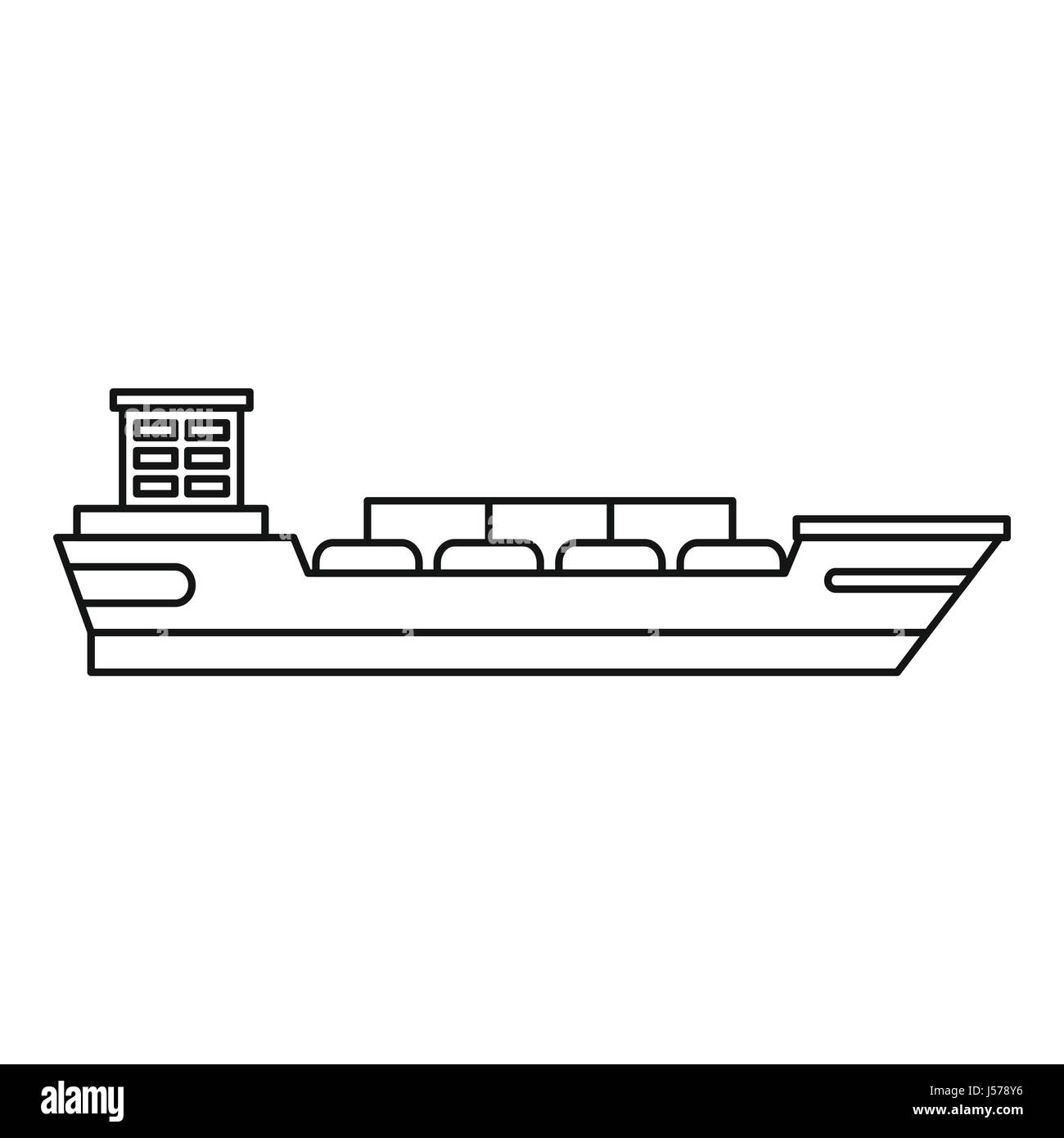 Cargo ship icon, outline style Stock Vector