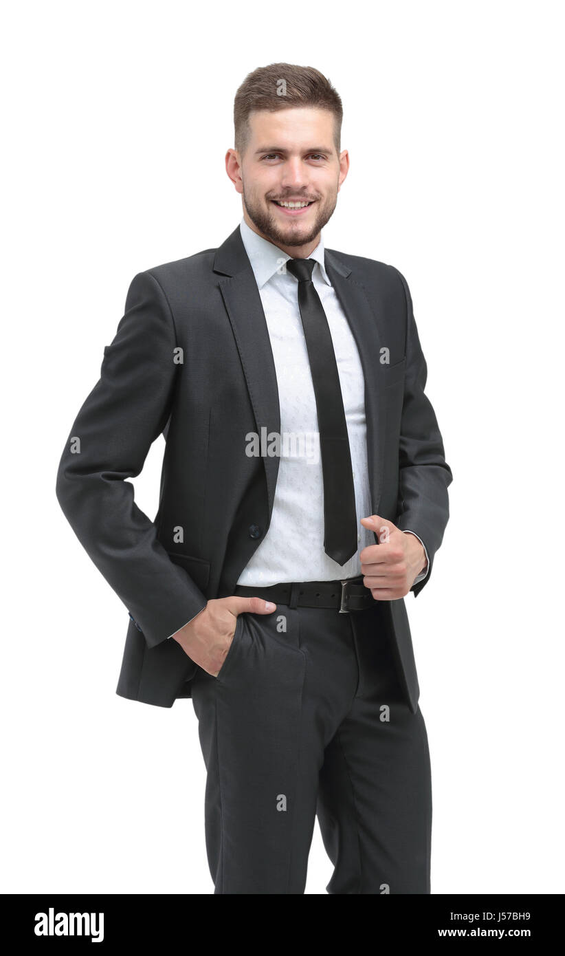 Handsome businessman standing isolated on white background Stock Photo ...