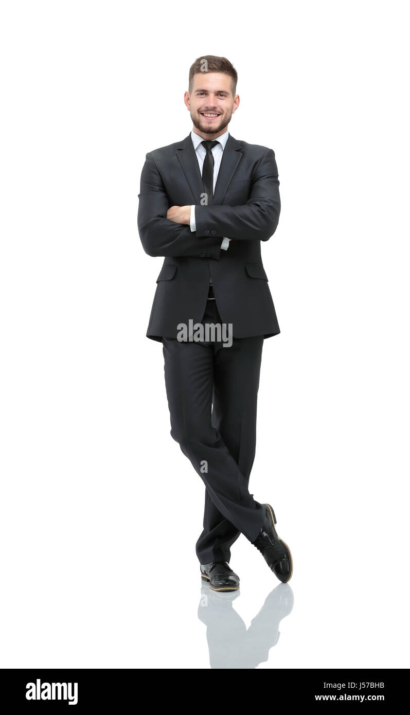Handsome businessman standing isolated on white background Stock Photo ...