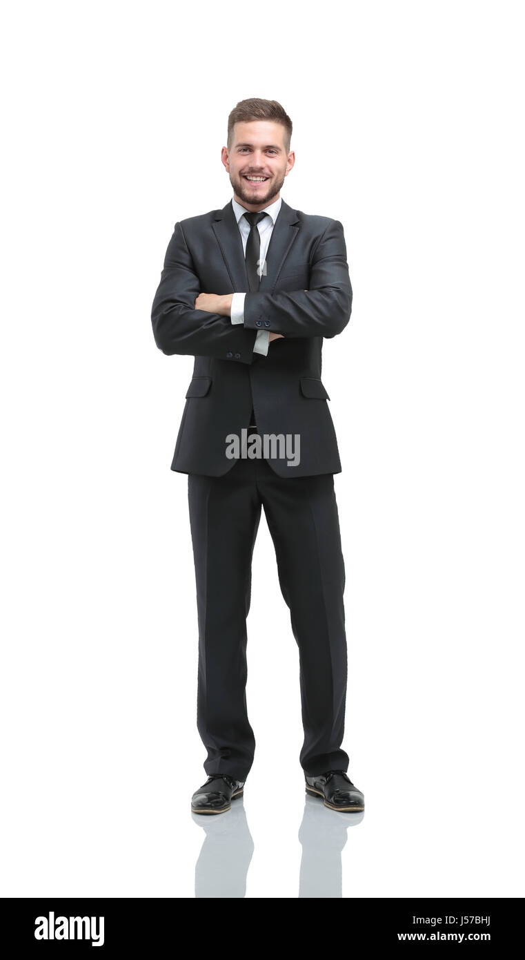 Handsome businessman standing isolated on white background Stock Photo ...