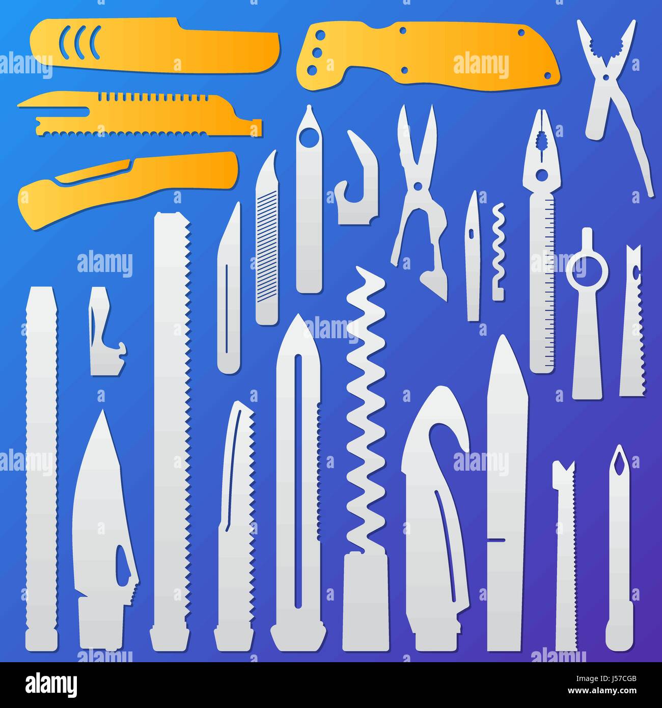 Set of multifunction knife elements, pocket knife, Swiss knife