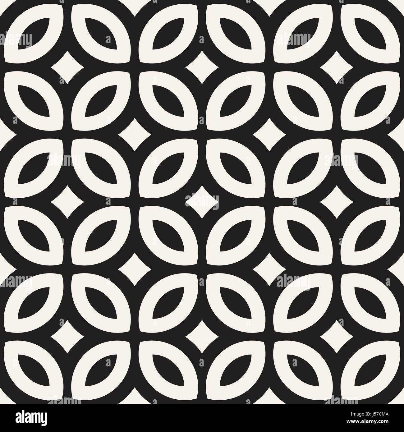 Vector Seamless Black And White Geometric Rounded Lines Pattern ...