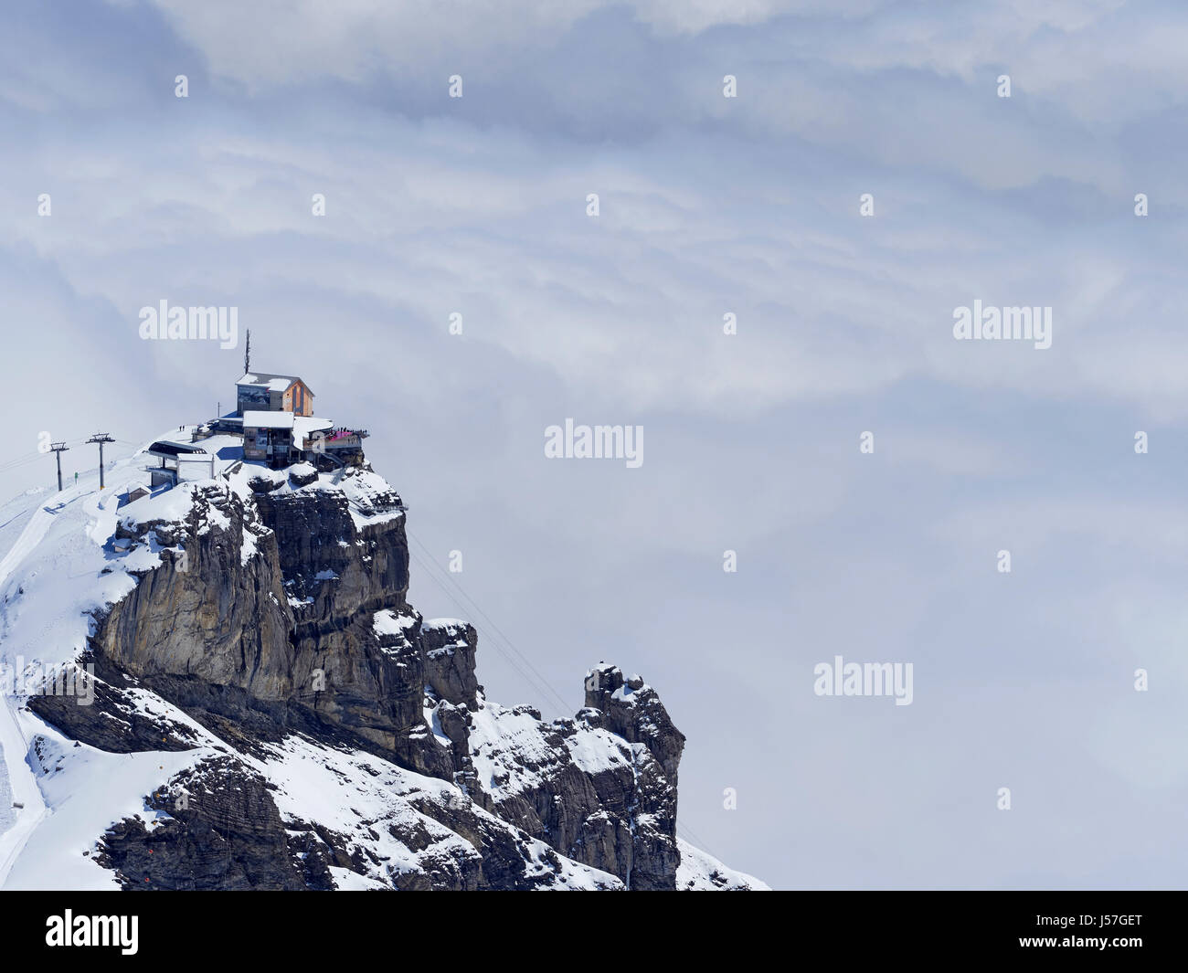 Switzerland Birg station on the Schilthorn below Piz Gloria at 2,684 m ...