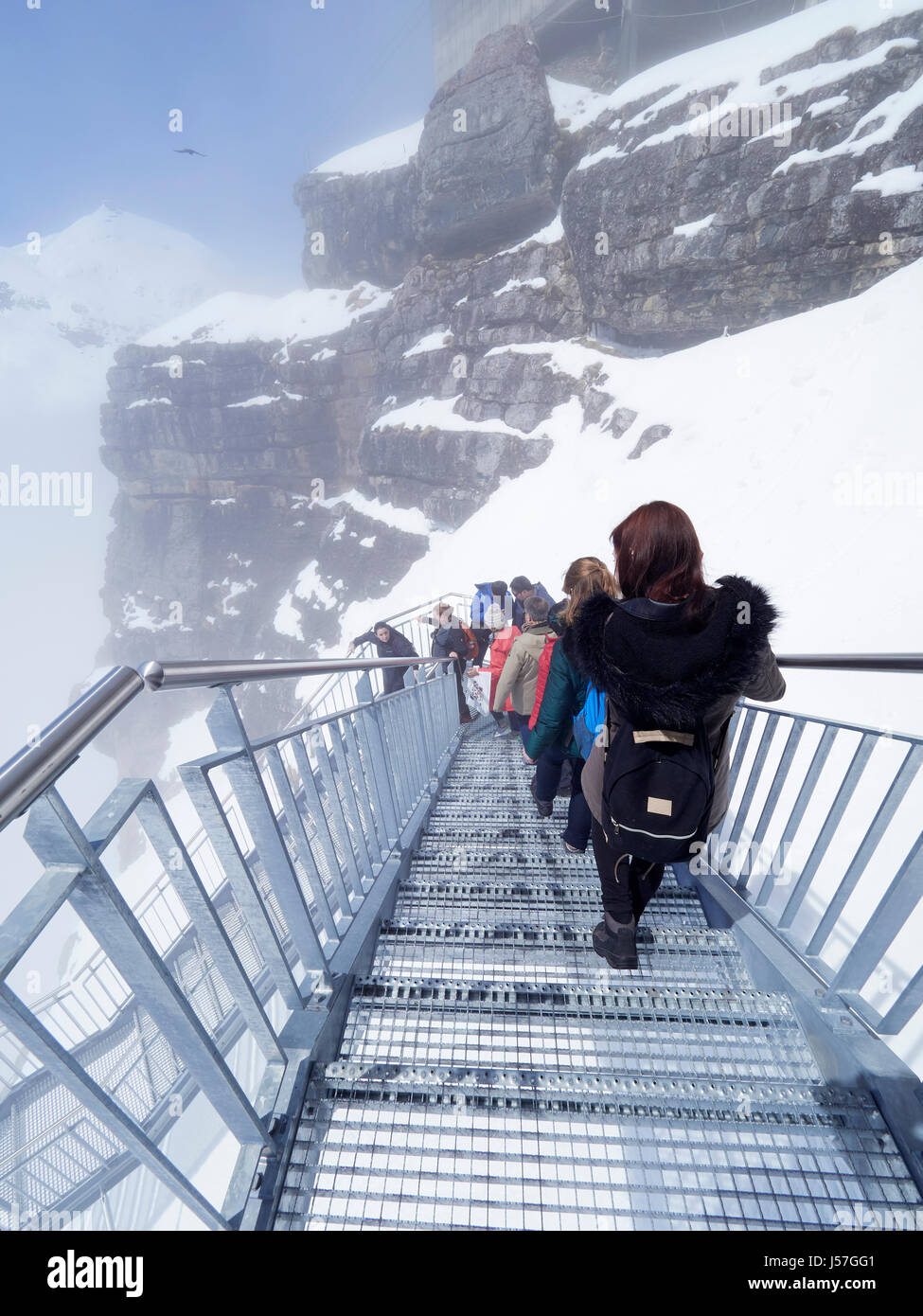 Switzerland Birg station Thrill walk on the Schilthorn below Piz Gloria