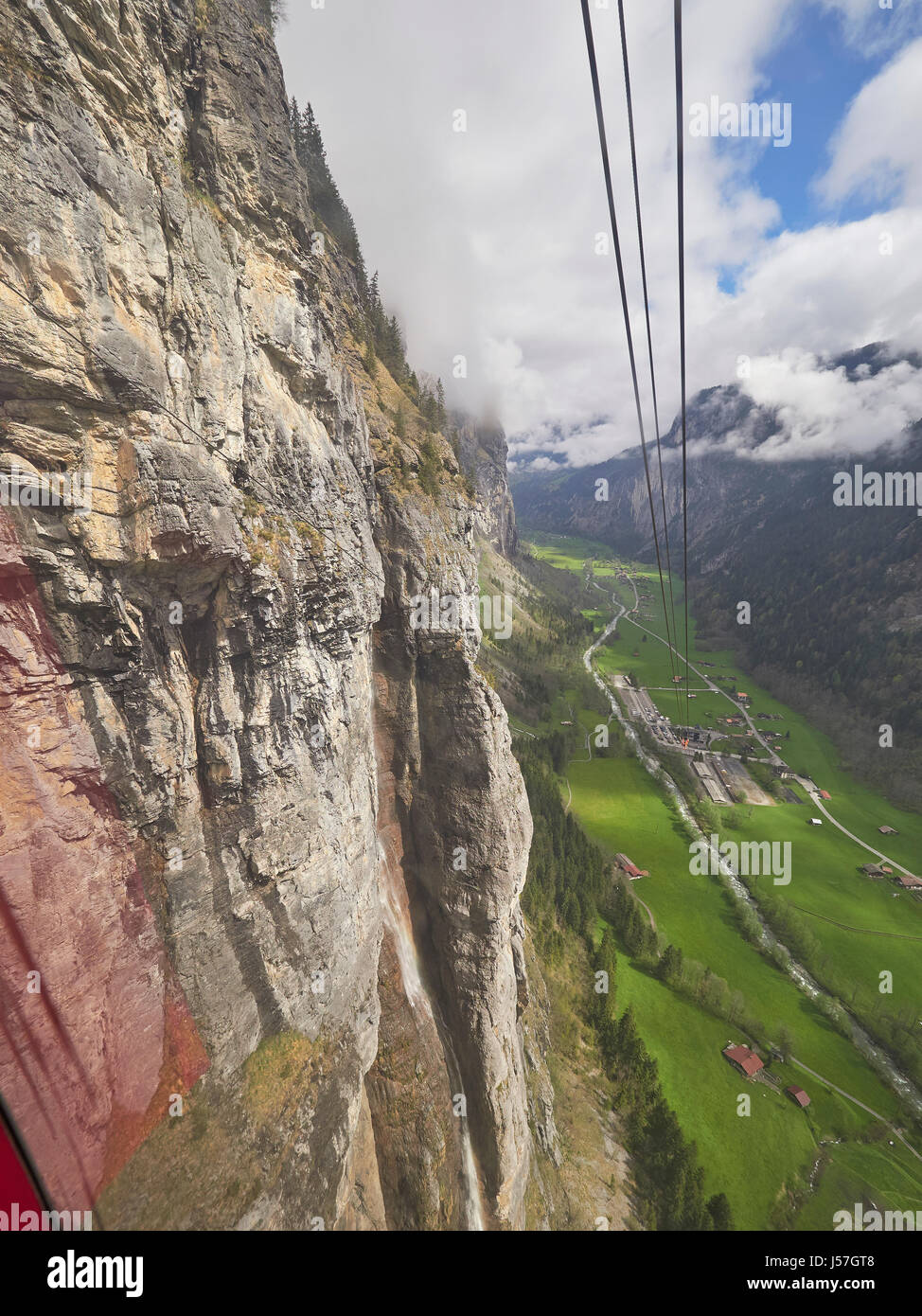 Switzerland the Lauterbrunnen valley from the Stechelberg Murren Schilthorn cable car Stock Photo