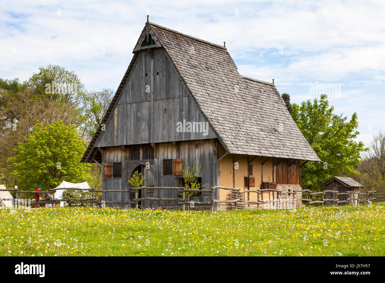 The reconstructed medieval house, Nienover, Bodenfelde, Lower Saxony, Germany Stock Photo