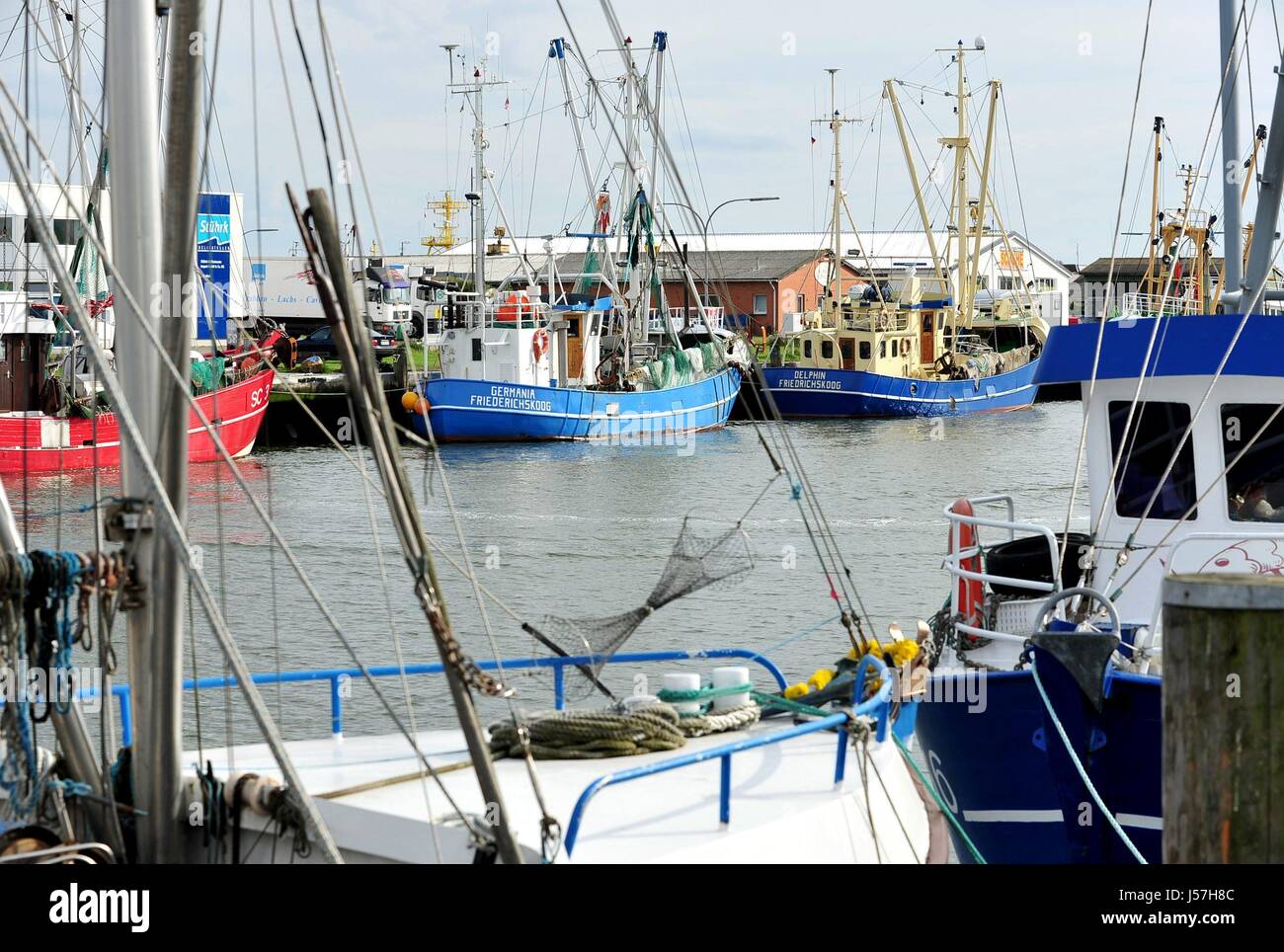 Fishing boats at the port of Büsum (Germany), 17 July 2011. | usage worldwide Stock Photo