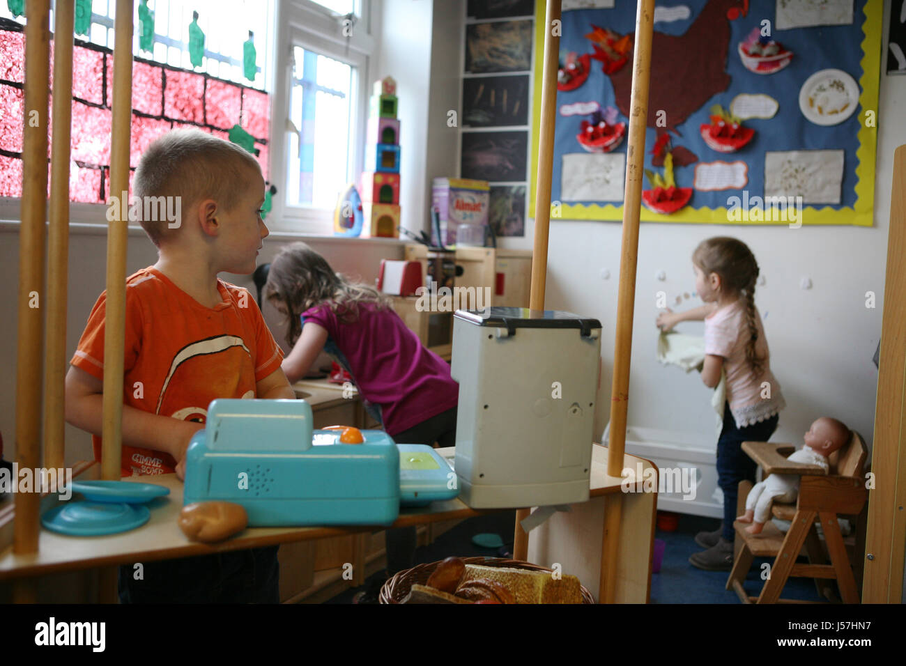 Rosehill Children's Nursery, Bolton.  Children at play in Rosehill Nursery, Bolton. Stock Photo