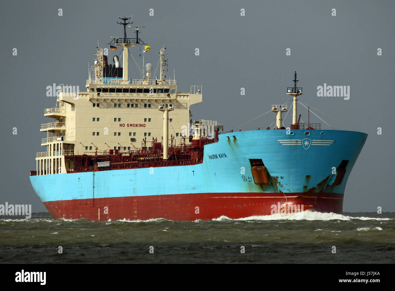 The tanker Maersk Kaya passes Cuxhaven on the Elbe. Stock Photo