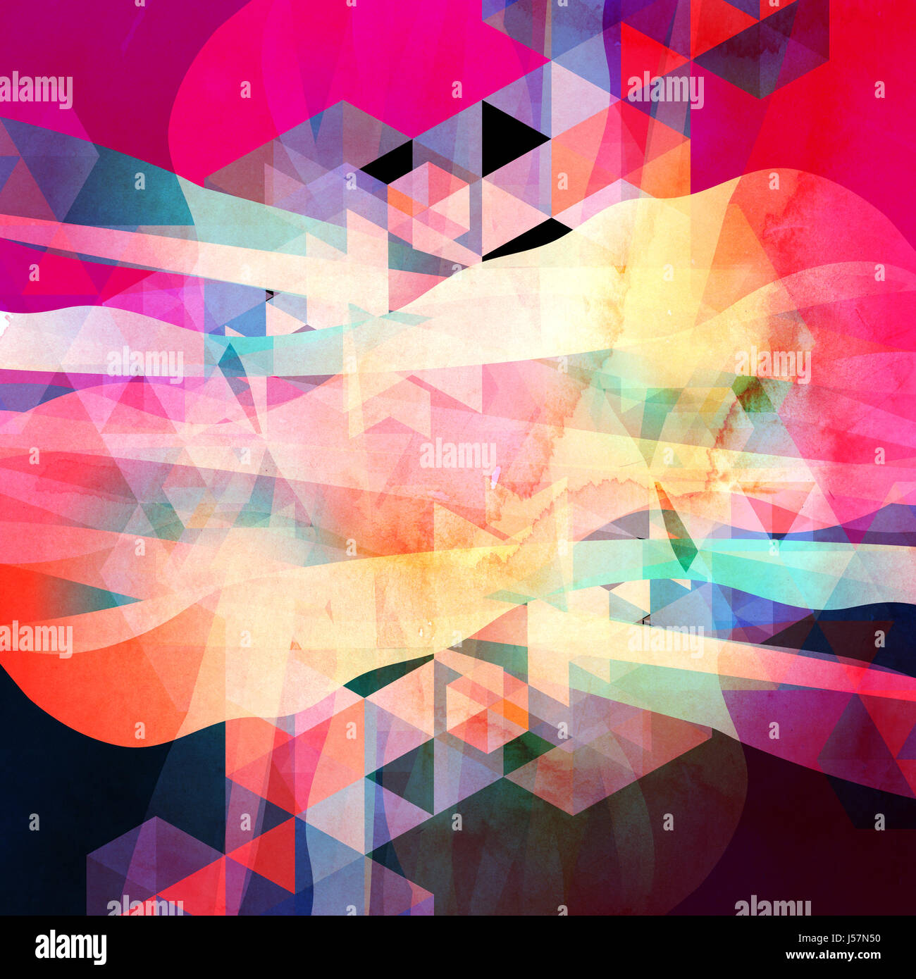 Watercolor abstract colorful background with geometry elements ...