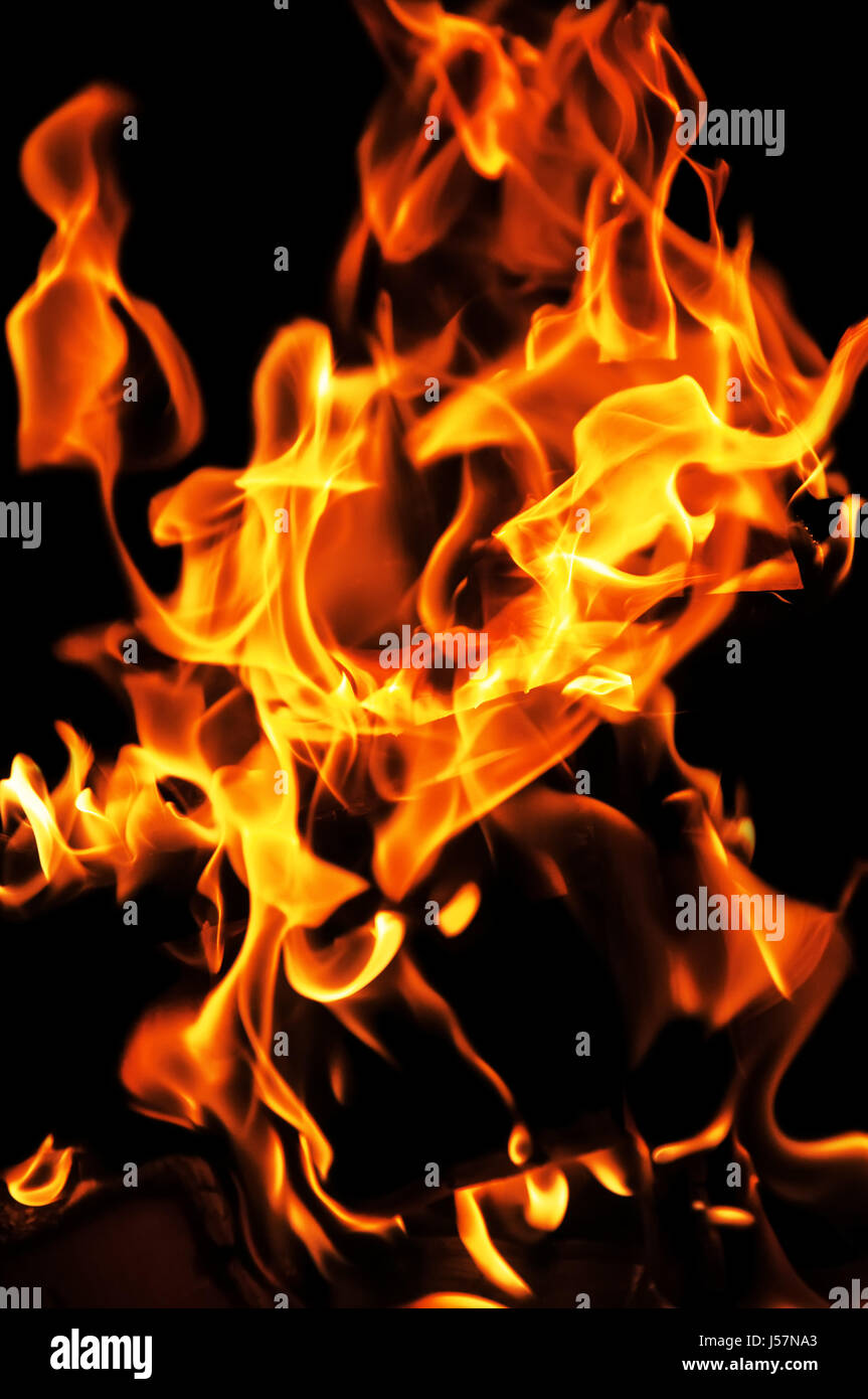 Flame fire on black background Stock Photo - Alamy