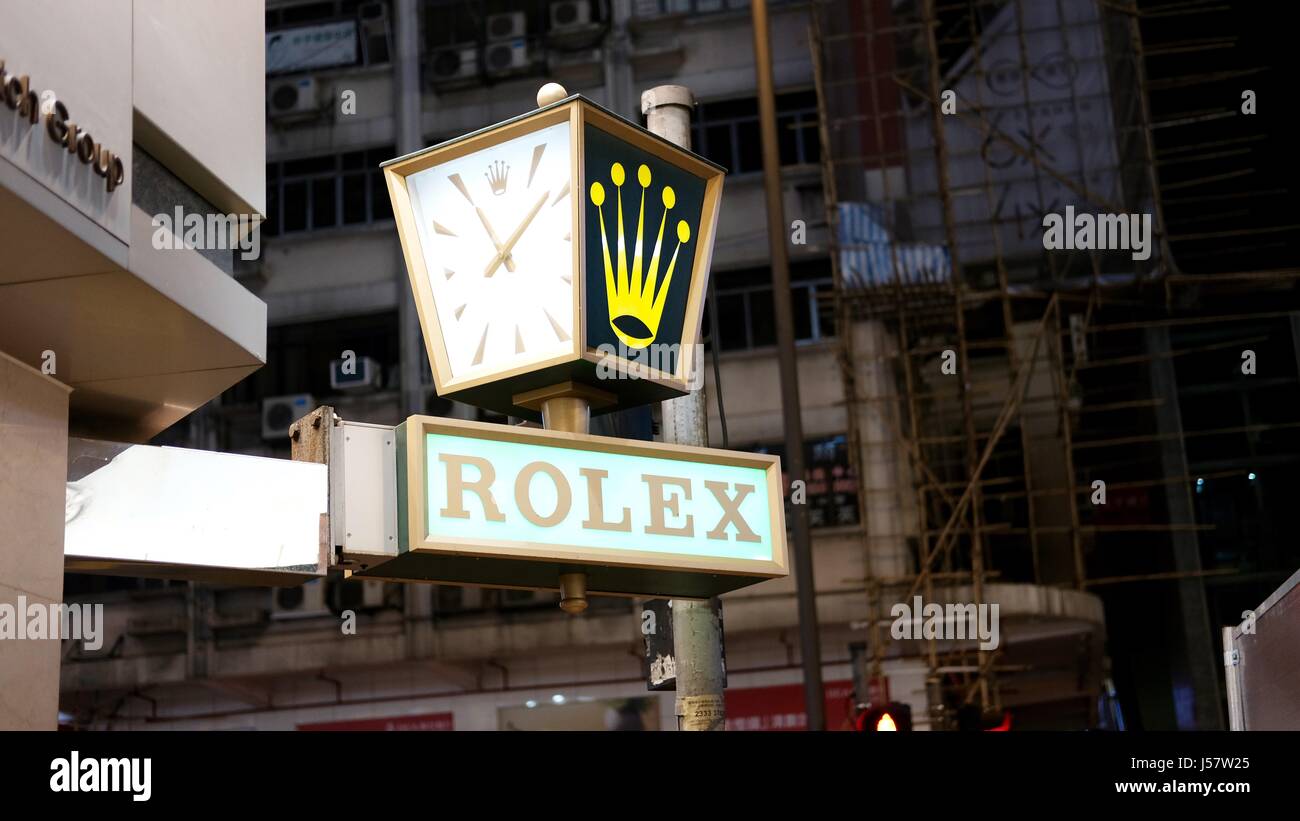 Rolex Sign on Nathan Road Mongkok Hong Kong Stock Photo