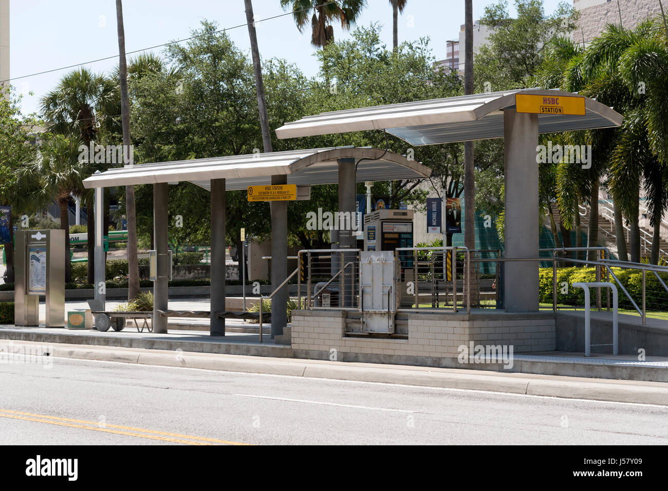 The streetcar stop at HSBC in downtown  Tampa Florida USA. April 2017 Stock Photo