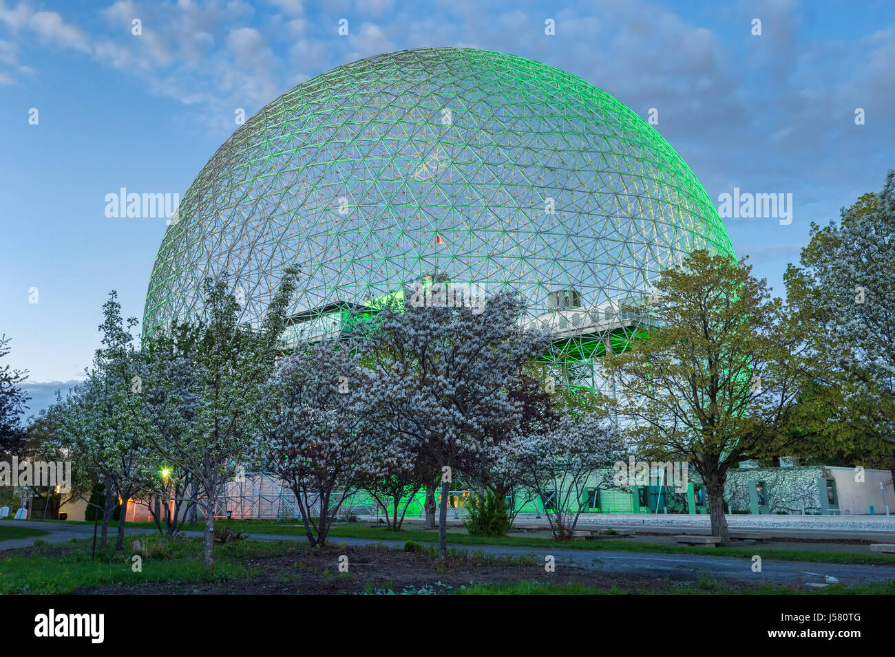 A new lighting design illuminates the Biosphere to celebrate Montreal's 375th anniversary Stock Photo