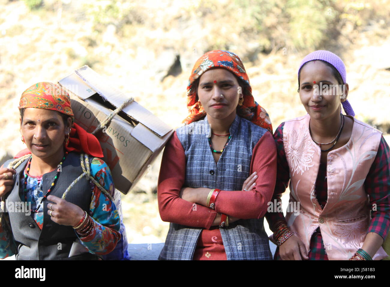 local Indian women dressed in traditional clothing in north India Stock