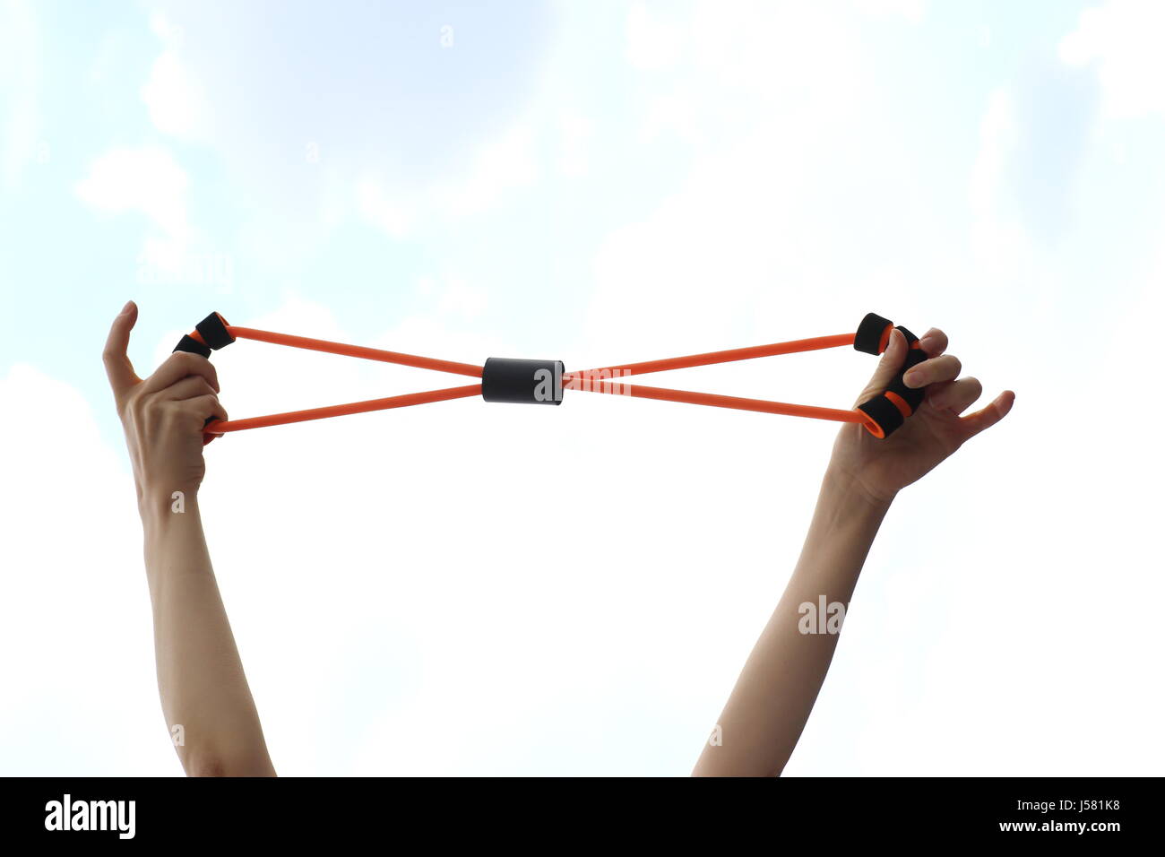 Woman Hand Exercise Band Stock Photo Alamy